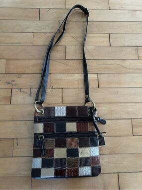 Giani Bernini Patchwork Leather Crossbody in Brown, Tan, Black